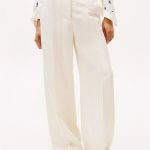 VISCOSE LINEN WIDE LEG PANTS