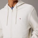 WOVEN LABEL ZIP THROUGH HOODIE