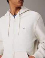 WOVEN LABEL ZIP THROUGH HOODIE