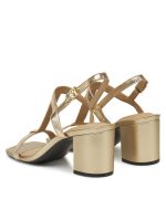 LEATHER BLOCK HEEL SANDAL METAL - Image 4