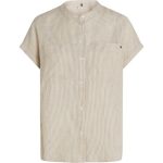 ESS LINEN COLLARLESS S/S BLOUSE