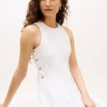 LINEN BLEND HOURGLASS MIDI DRS