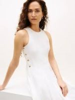 LINEN BLEND HOURGLASS MIDI DRS